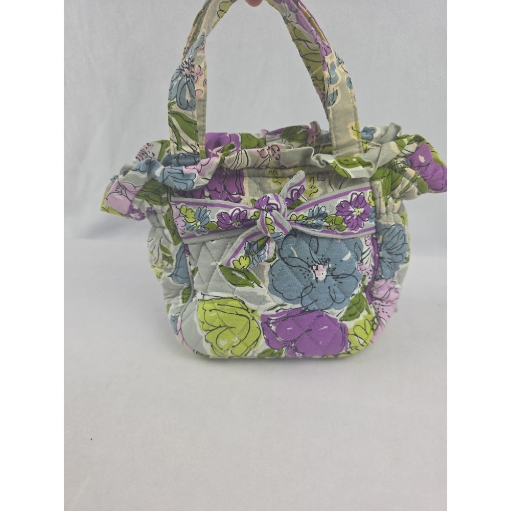 Vera Bradley Little Princess Retired Watercolor Gray Purple Floral Small Handbag - Picture 3 of 6